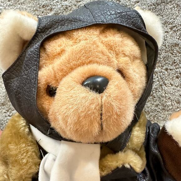 Paradies Teddy Bear Aviator Pilot Black Biker Faux Leather Motorcycle Jacket - Picture 2 of 7